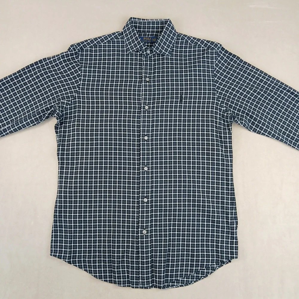 Polo Ralph‎ Lauren Small Mens Shirt Oxford Spread Collar Plaid 20x27
